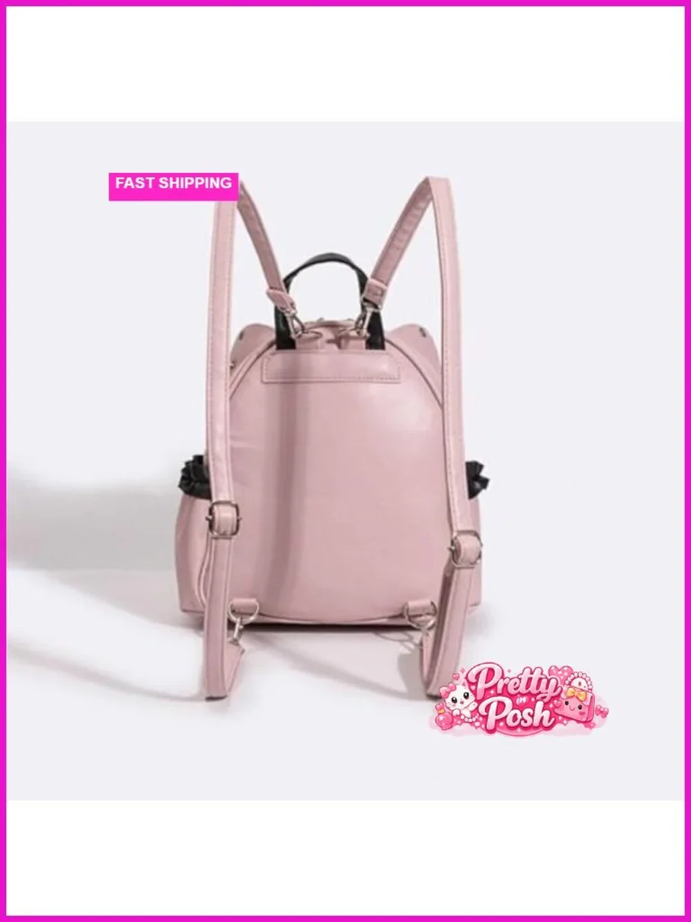 Mini Faux Leather Backpack with Bow Accent and Cat Ears Kawaii Daypack